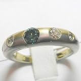 14K Two-Tone Gold Blue and White Diamond Ring