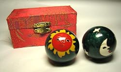 Green Metal Balls Hands Exercise balls Moon and Sun