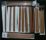 6 inches (15.2cm) in length. One set of 12 size double pointed bamboo knitting needles US 0-10.5