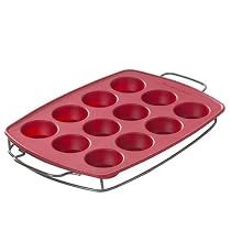 KitchenAid 12-Cup Muffin Pan with Wire Sled, Red