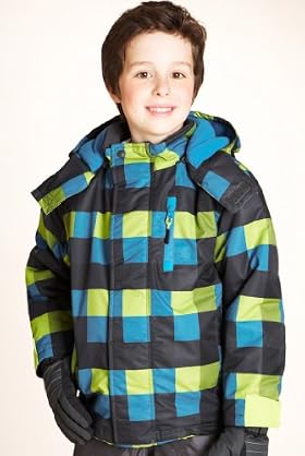 Funnel Neck Hooded Check Ski Jacket