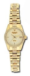 Jules Jurgensen Women's 7479V Pave Crystal Accented Gold-Tone Watch