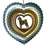 Medium Akita EyCatcher Wind Spinner - Color: Sky Blue/Bronze