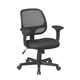 Office Star Screen Back Task Chair with T Arms with Mesh Fabric Pads