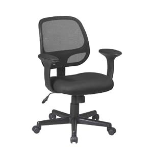 Office Star Screen Back Task Chair with T Arms with Mesh Fabric Pads