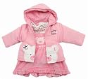 Baby Girls Winter Coat with T Shirt Vest and Dress (Baby Pink 3 Piece Set) (6/9 months)