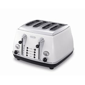De'Longhi Icona CTO4003.W 4-Slice Toaster, Pearl White