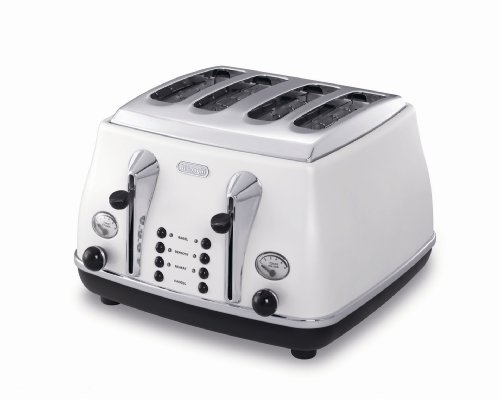 De'Longhi Icona CTO4003.W 4-Slice Toaster, Pearl White