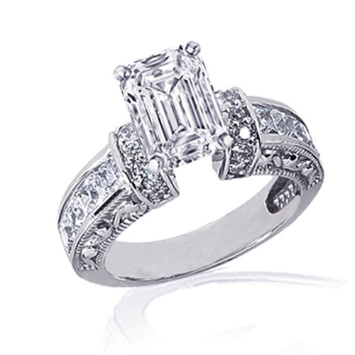 2 Ct Emerald Cut Diamond Engagement Ring Vintage SI1