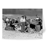 Fisherman Alf Steer being measured by Henry.. - Greeting Card (Pack of 2) - 7x5 inch - Art247 - Standard Size - Pack Of 2
