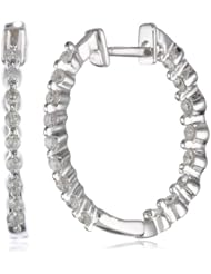 10KW 0.50 Cttw White Diamond Hoop Earrings