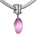 Dangle Soft Pink Flower European Charm Glass Bead - Murano Pandora & Bracelet Fit