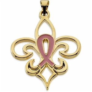 14Kt Yellow Gold Pink Pourri���� Breast Cancer Awareness Pendant