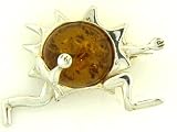 Sterling Silver Cognac Amber Brooch