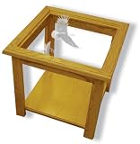 Glass Top End Table - Solid Oak, Fully Assembled - Eagle Art Etching