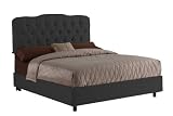 Skyline Furniture Surrey Full Shantung-Upholstered Tufted Bed, Black