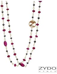ZYDO 18K Rose Gold 18.5 CTW Ruby and 9.5 CTW Tourmaline Ladies Necklace. Length 46 in. Total Item weight 15.9 g.