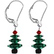 .925 Sterling Silver Austrian Crystal Christmas Tree Earrings MADE WITH SWAROVSKI ELEMENTS