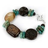 Barse Sterling Silver Genuine Multistone Toggle Bracelet