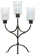 Wrought Iron Small Three Light Candelabra Candleholder With Crackled Glass Shades 23"H 15"W