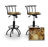 2 24"-29" Leopard Animal Print Seat Black Adjustable Specialty / Custom Bar ....