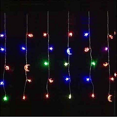Cellrizon Star Moon Led Curtain Lights String Lights 50 Pieces for Christian Birthday Party Decorations