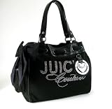 Juicy Couture Rhinestone Heart Charm Daydreamer Bag Tote Black
