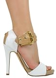 Sexy Dressy Fashionable Chic Platform Sandal with Stylish Buckle Ankle Strap from Hot Fash Shoes - POW White