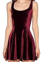 Plus Size A-line Velvet Tank General Print Pleated Short  Dress