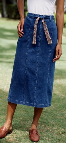 Stretch Denim Skirt, Indigo, 6