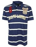 Ralph Lauren - Polo à rayures Club hommes - logo écusson - bleu et blanc