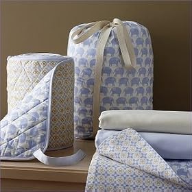 Organic Sky Blue Elephant Crib Sheet Set