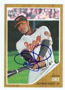 Adam Jones Autographed/Hand Signed Baseball Card (Baltimore Orioles) 2011 Topps Heritage #165 (JZ)