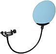 Dragonpad pop filter &reg; 5.4" Studio Clamp On Microphone Pop Filter Metal Screen Mic Windscreen, Swivel Mount, 360 Flexible Gooseneck Holder - Blue