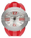 Swisspace - Montre quartz pour dame - Bracelet en caoutchouc rouge, boite en acier et r&eacute;sine rouge et cadran silver