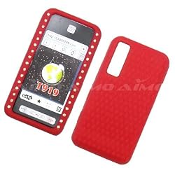 Samsung Behold T919 Skin Case Protector Soft Rubber Silicone Cover Red With Diamond