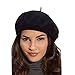 Klong Women Wool Beret Hat French Style Solid Color (Black)