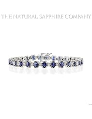 14k white gold tennis bracelet w/ 8cts oval blue sapphires and 1.50ctw diamonds
