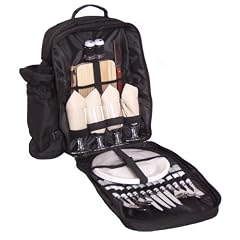BRUBAKER Picknickrucksack Picknicktasche mit Inhalt f�r 4 Personen mit integrierter K�hltasche und abnehmbarer Flaschentasche