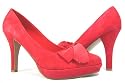 RED Pumps w/Bows Faux Suede Sexy Heels