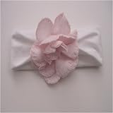 Pink linen flower on band, Large 6 to 9 mo. (17" band)