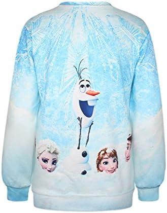 Maykool Women's Light Blue Frozen Print Stylish Sweatshirt Size One-size