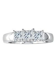 SuperJeweler 1 Carat White Gold Princess-Cut Diamond Ring, Fine Diamonds