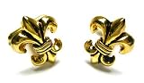 New 3D Fleur De Lis Scout Saints Gold Brass Cufflinks
