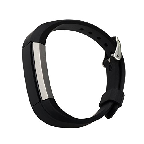 bayite Accessory Silicone Watch Bands with Watch Buckle for Fitbit Alta Black, 5.5 - 7.8 inches