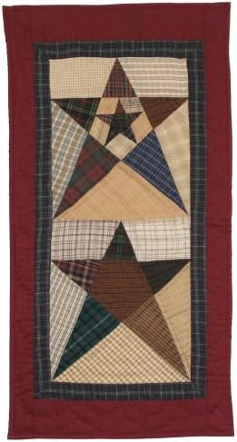 Primitive Star Table Runner Quilt 24" Long by 12" Wide 100% Cotton Handmade Hand Quilted Heirloom Quality