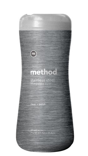 method Stainless Steel Wipes, Case Pack, Six - 24 Count Bottles (144 Wipes)
