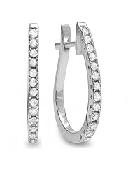 0.25 Carat (ctw) 14K White Gold Hoop Earrings 1/4 CT