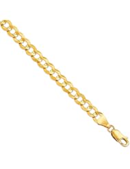 10K Yellow Gold 24" 5.70mm Polish Diamond Cut Comfort Curb Chain With Lobster Clasp