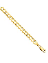 10K Yellow Gold 22" 5.70mm Polish Diamond Cut Comfort Curb Chain With Lobster Clasp